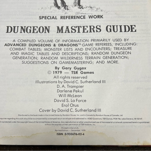 Advanced D&D TSR 1979 Dungeon Masters Guide 1st Revised Edition Hardcover - Picture 7 of 15